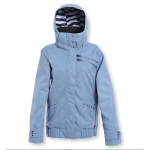 Roxy Kjersti Buaas Retro Blue Denim Removable Hood Zip Jacket S
